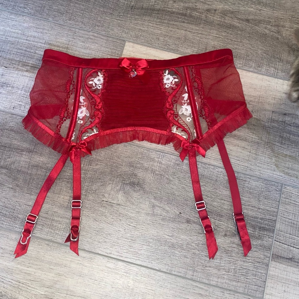 Honey Birdette red Mimi garter